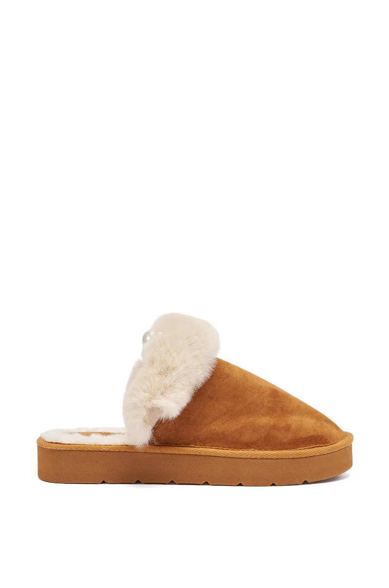 AKIRA BOONE CAMEL SLIPPER WITH PEARLS - Image 5