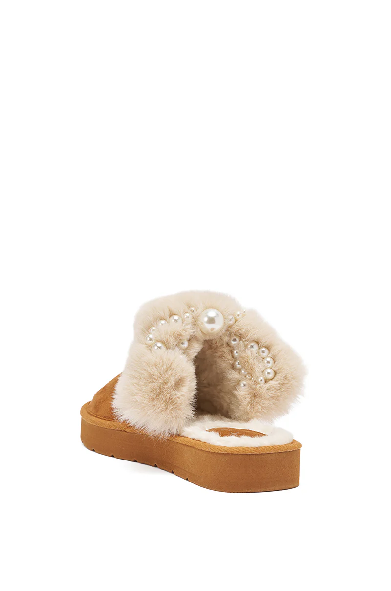 AKIRA BOONE CAMEL SLIPPER WITH PEARLS - Image 7