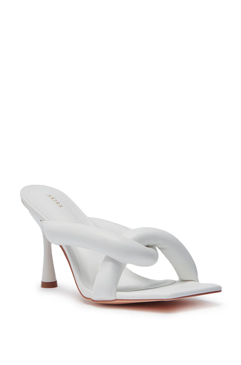 AKIRA CHRISTABEL NEW WHITE PUFF STILETTO SANDAL - Image 7