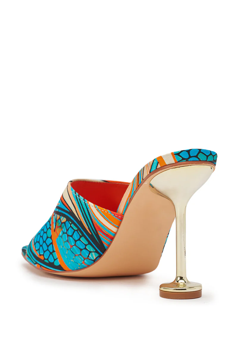 AKIRA DOMNINA BLUE MULTI STILETTO PRINT SANDAL - Image 5