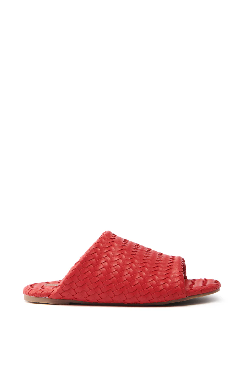 AKIRA GAIA RED BRAIDED FLAT SLIP ON SANDAL - Image 3