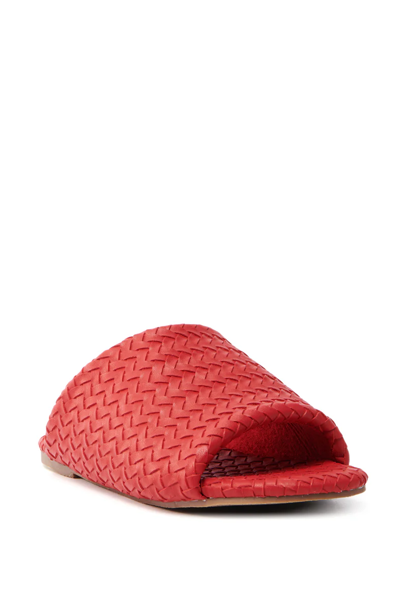 AKIRA GAIA RED BRAIDED FLAT SLIP ON SANDAL - Image 4