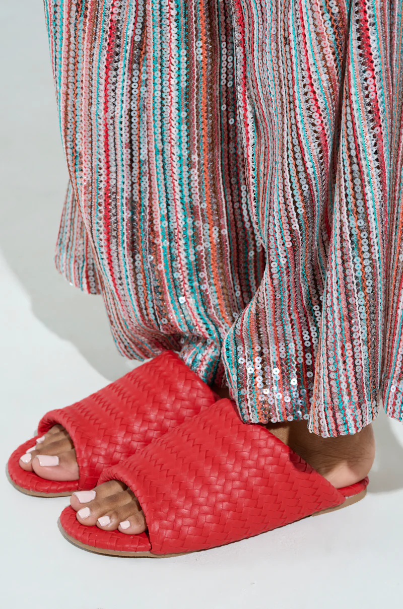 AKIRA GAIA RED BRAIDED FLAT SLIP ON SANDAL - Image 7