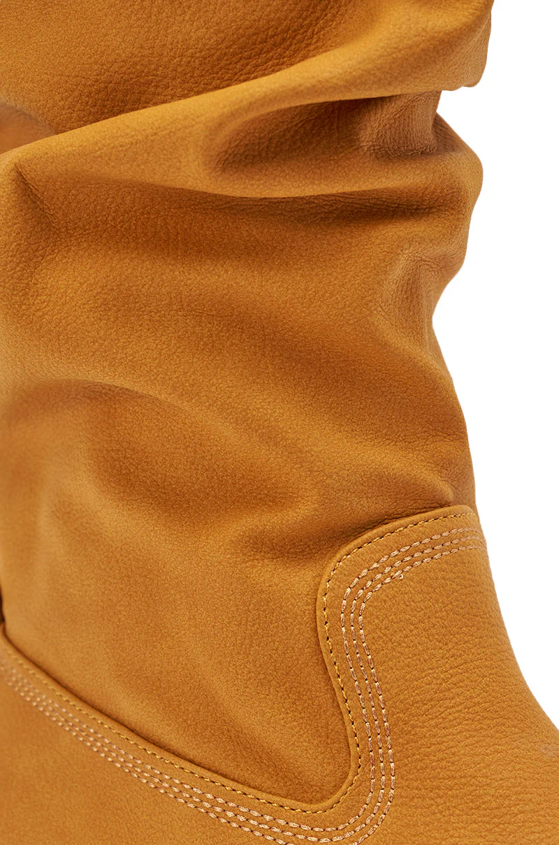 AKIRA GOLD ARDIS TAN RUCHED FLAT BOOT - Image 7