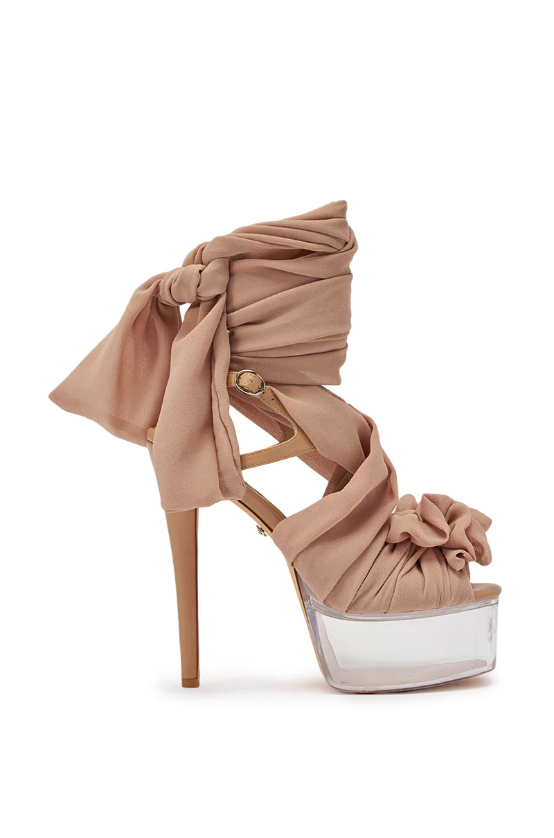 AKIRA GOLD BEAUDEN TAN PLATFORM TIE SANDAL - Image 5