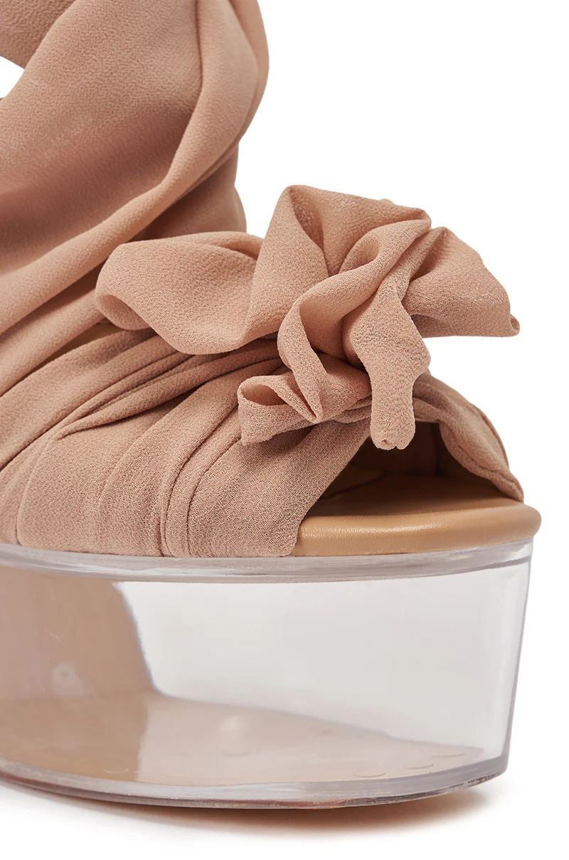 AKIRA GOLD BEAUDEN TAN PLATFORM TIE SANDAL - Image 8