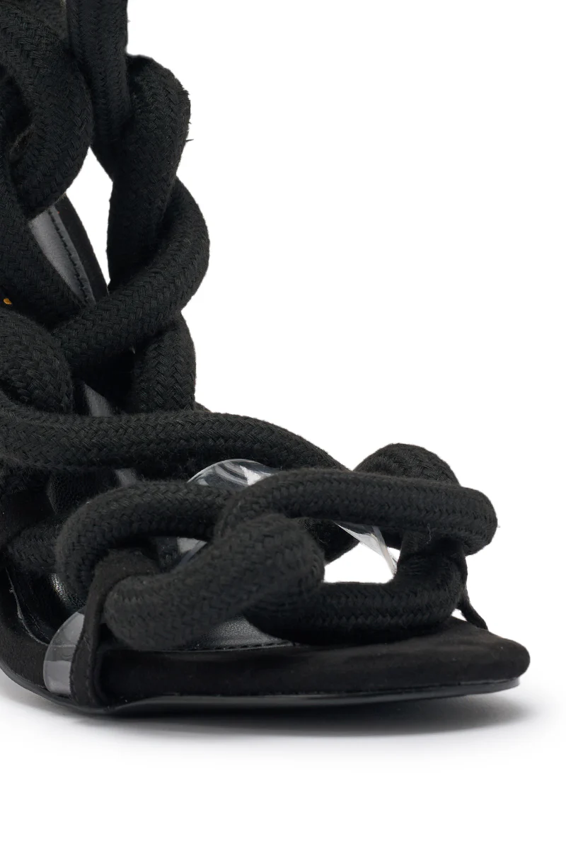 AKIRA GOLD BLACK ROPE STRAP STILETTO SANDAL - Image 8