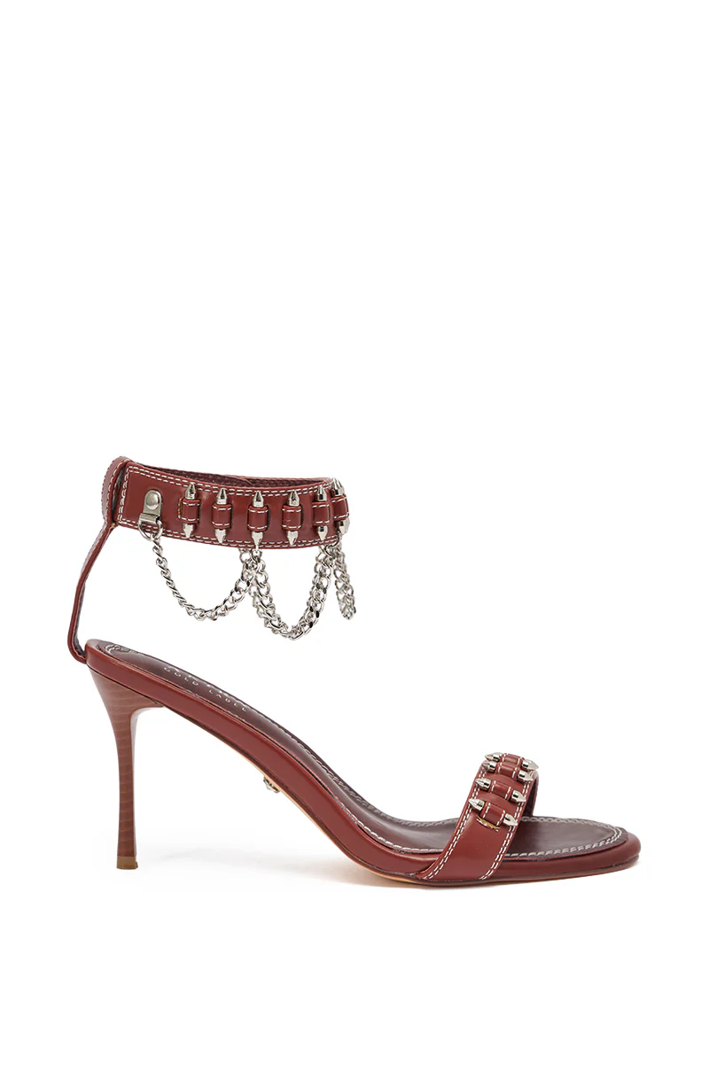 AKIRA GOLD DELCROIX BROWN STILETTO SANDAL - Image 4