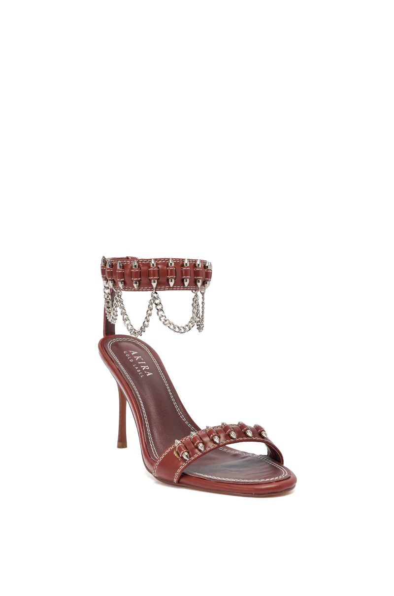 AKIRA GOLD DELCROIX BROWN STILETTO SANDAL - Image 5
