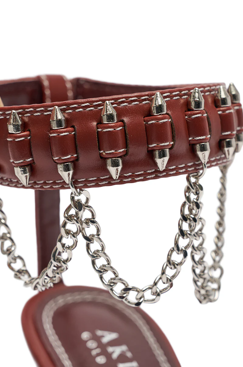 AKIRA GOLD DELCROIX BROWN STILETTO SANDAL - Image 8