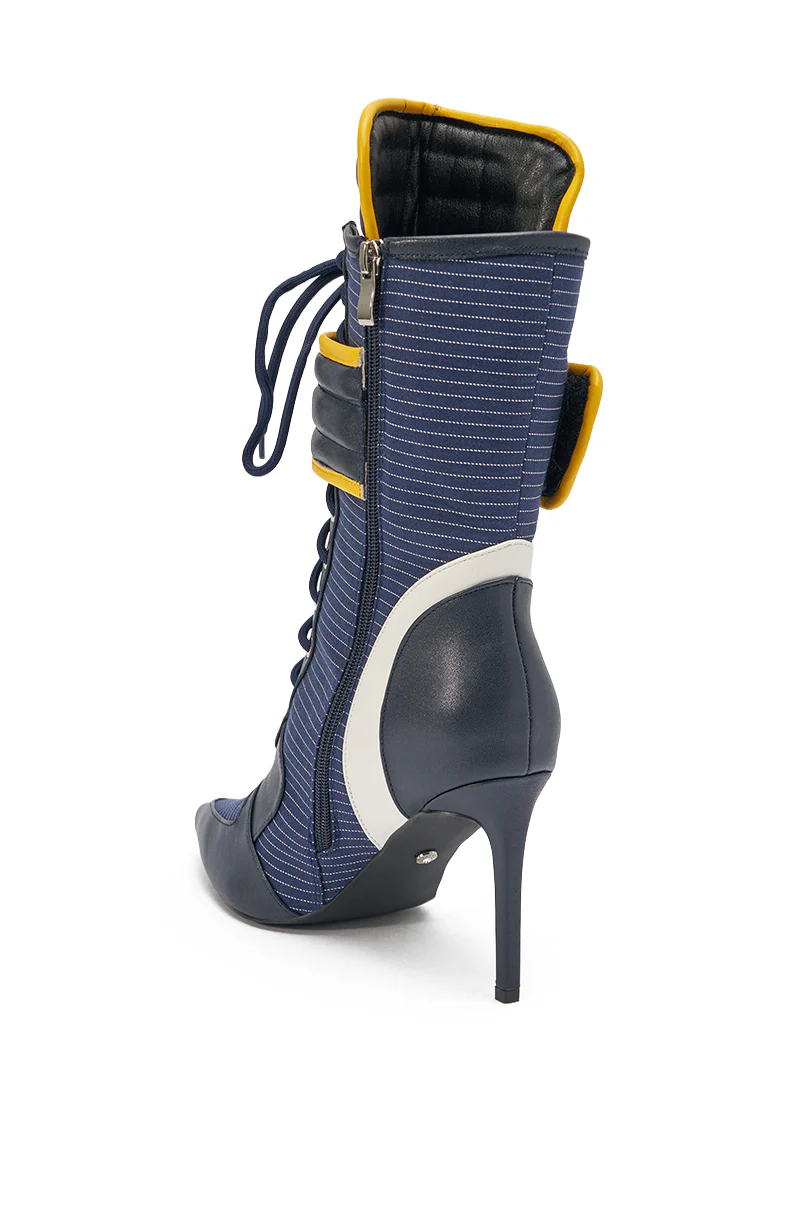 AKIRA GOLD DEMAND NAVY STILETTO BOOTIE - Image 5