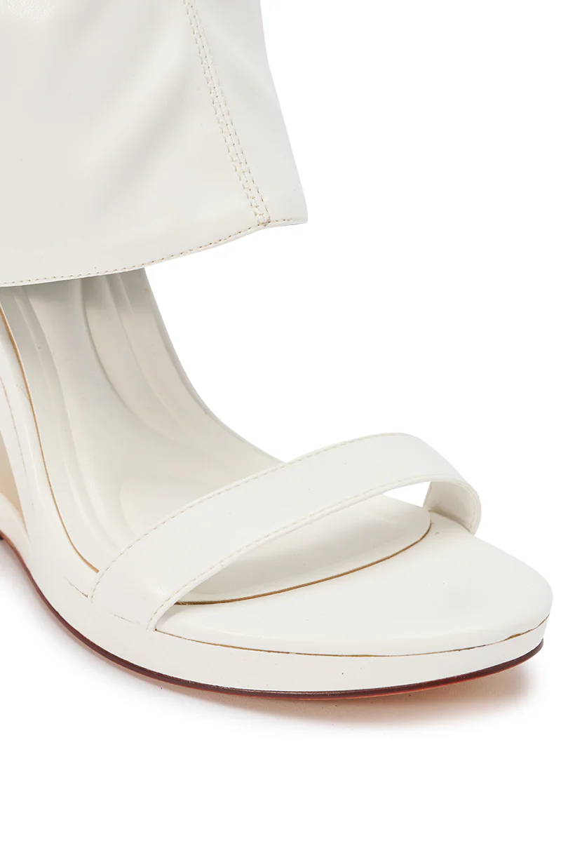 AKIRA GOLD DUMISANI WHITE WEDGE OPEN TOE BOOTIE - Image 7