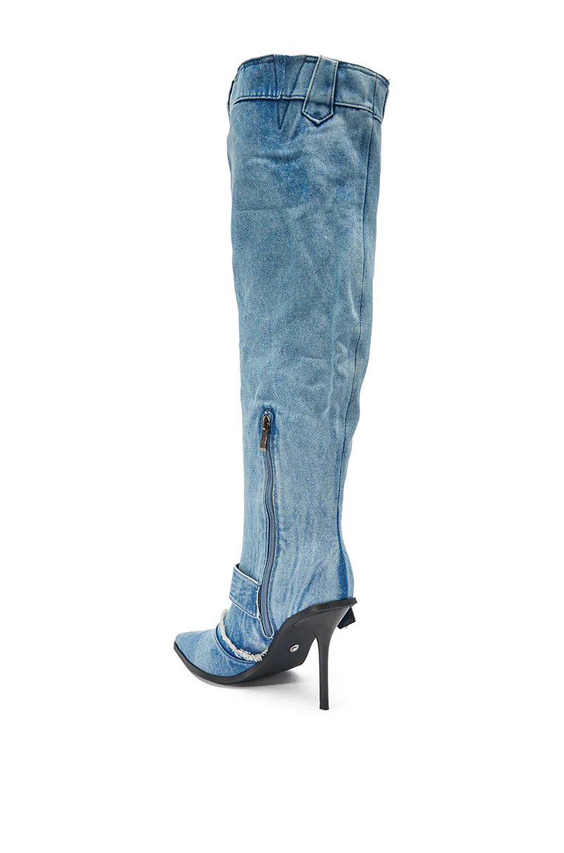 AKIRA GOLD DURANGO DENIM STILETTO PANT LOOK BOOT - Image 7