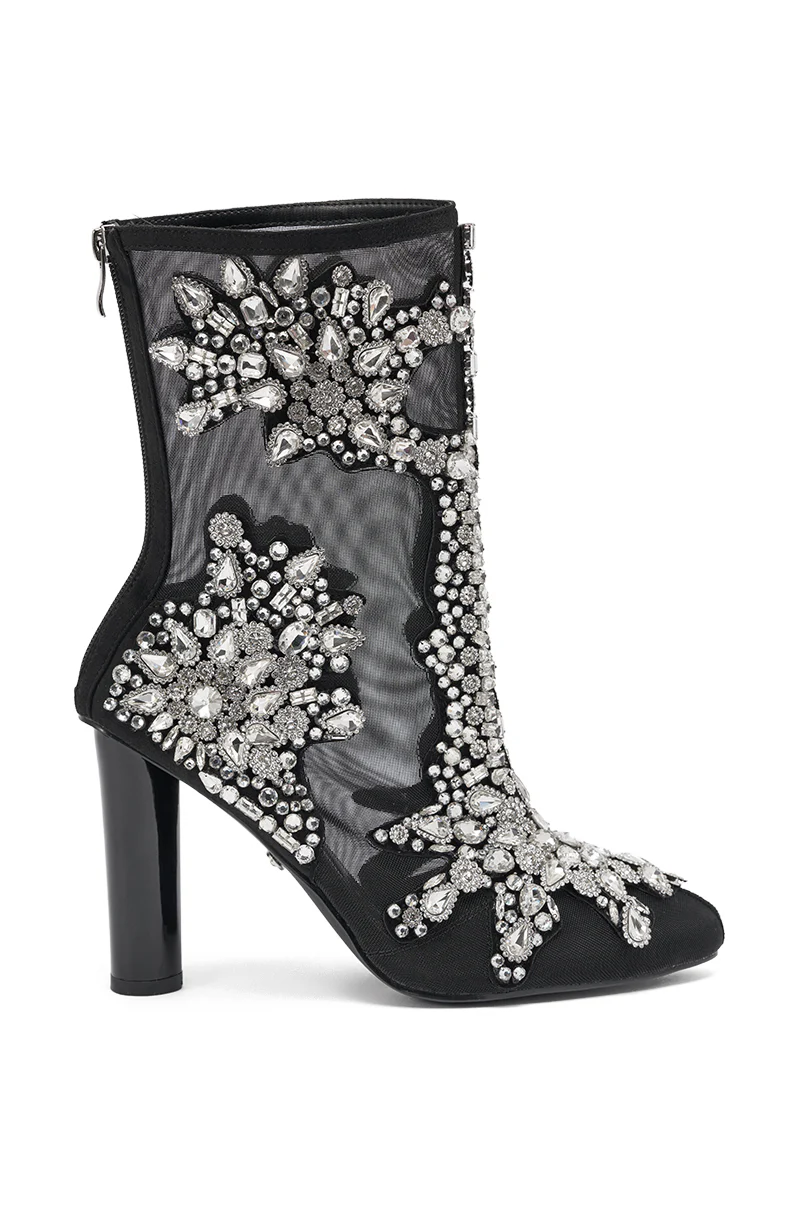 AKIRA GOLD GRANDEUR BLACK EMBELLISHED COCKTAIL BOOTIE - Image 4