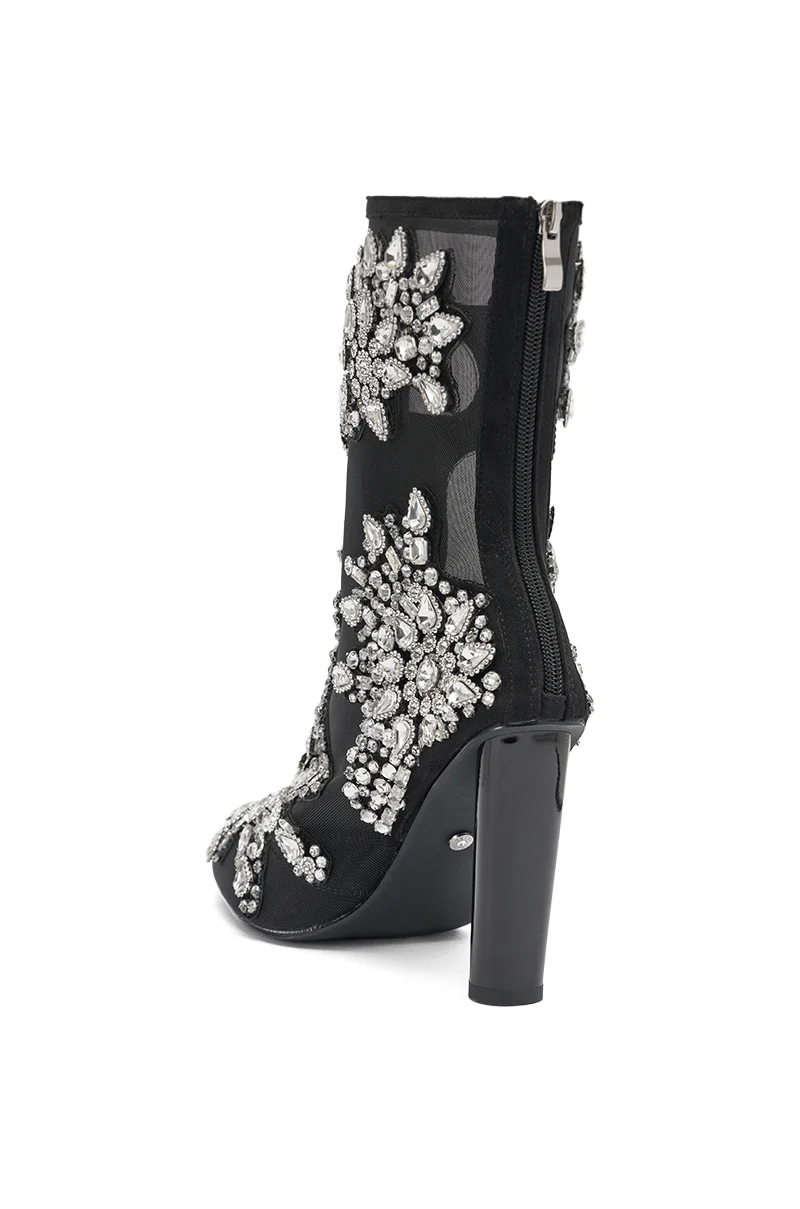 AKIRA GOLD GRANDEUR BLACK EMBELLISHED COCKTAIL BOOTIE - Image 6