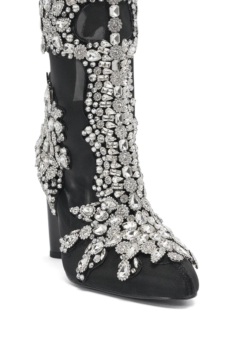 AKIRA GOLD GRANDEUR BLACK EMBELLISHED COCKTAIL BOOTIE - Image 7