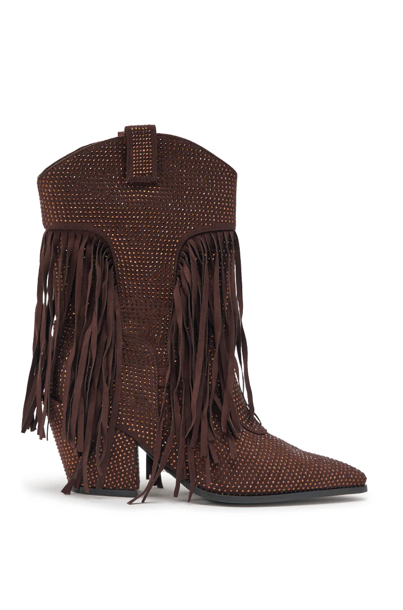 AKIRA GOLD GREIANA BROWN RHINESTONE WESTERN BOOTIE - Image 4