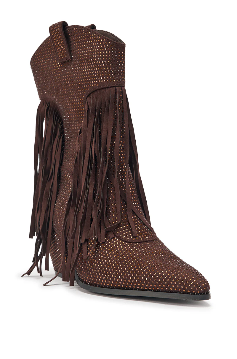 AKIRA GOLD GREIANA BROWN RHINESTONE WESTERN BOOTIE - Image 5