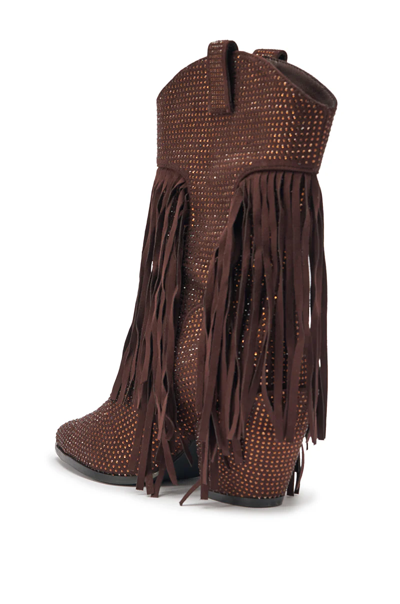 AKIRA GOLD GREIANA BROWN RHINESTONE WESTERN BOOTIE - Image 6