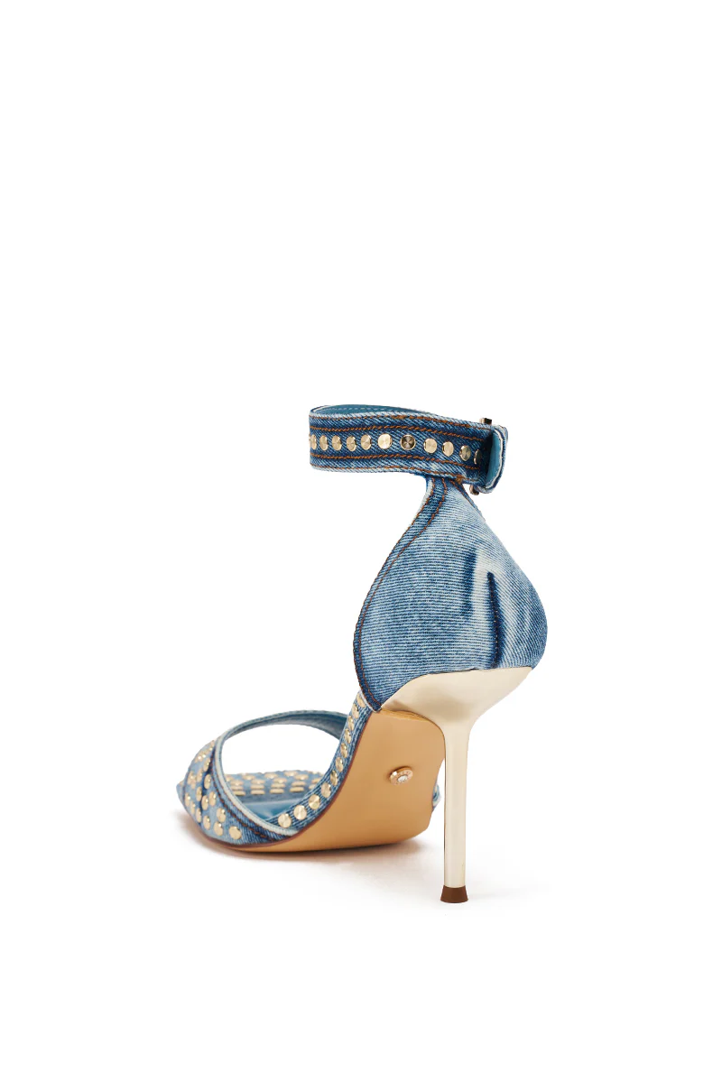 AKIRA GOLD INANA DENIM STUD EMBELLISHED STILETTO SANDAL - Image 5