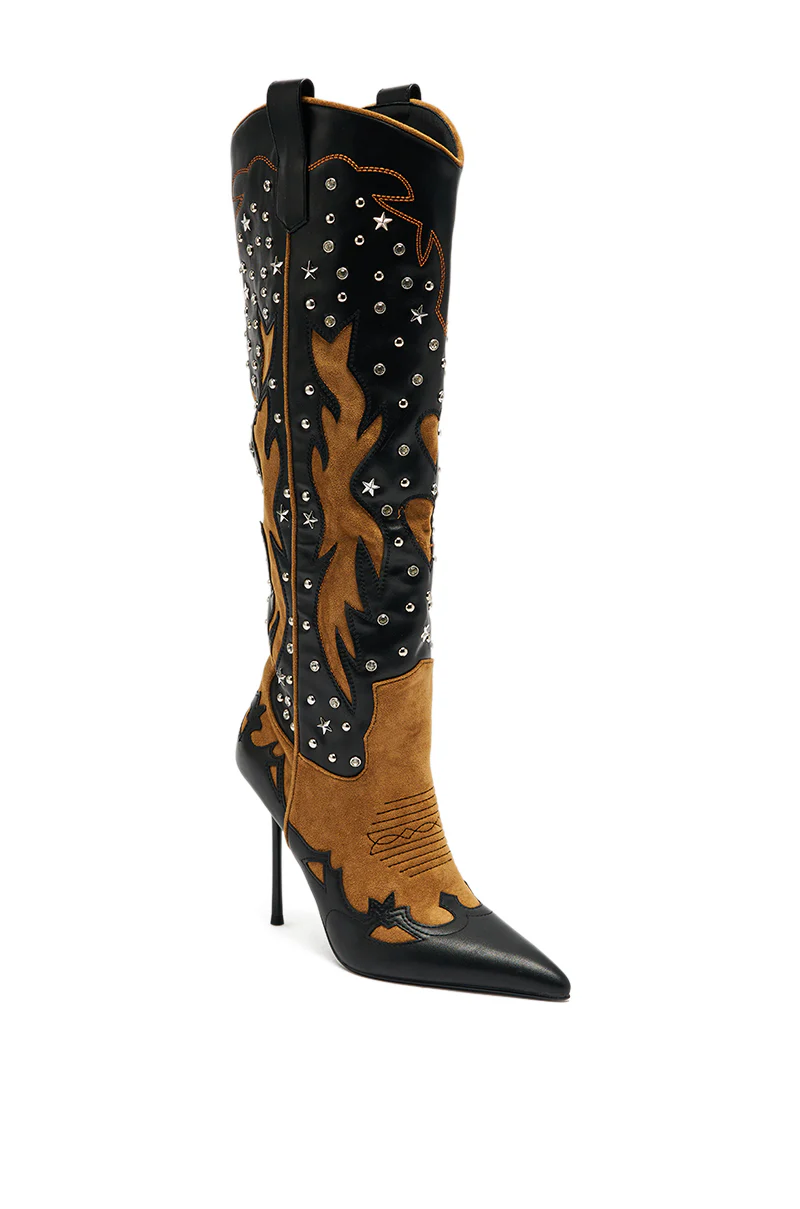 AKIRA GOLD KALPANAS BLACK MULTI STILETTO WESTERN BOOT - Image 6