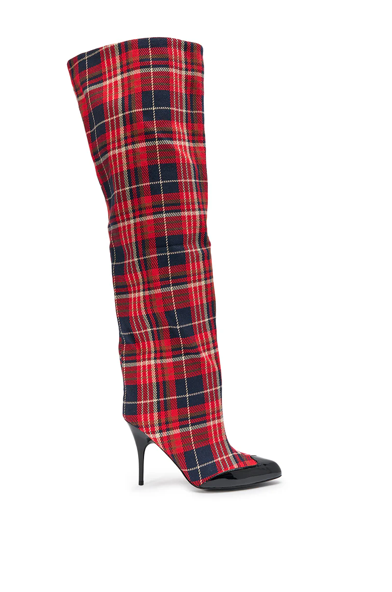 AKIRA GOLD LOCHANA MULTI PLAID FLANNEL SEXY BOOT - Image 4