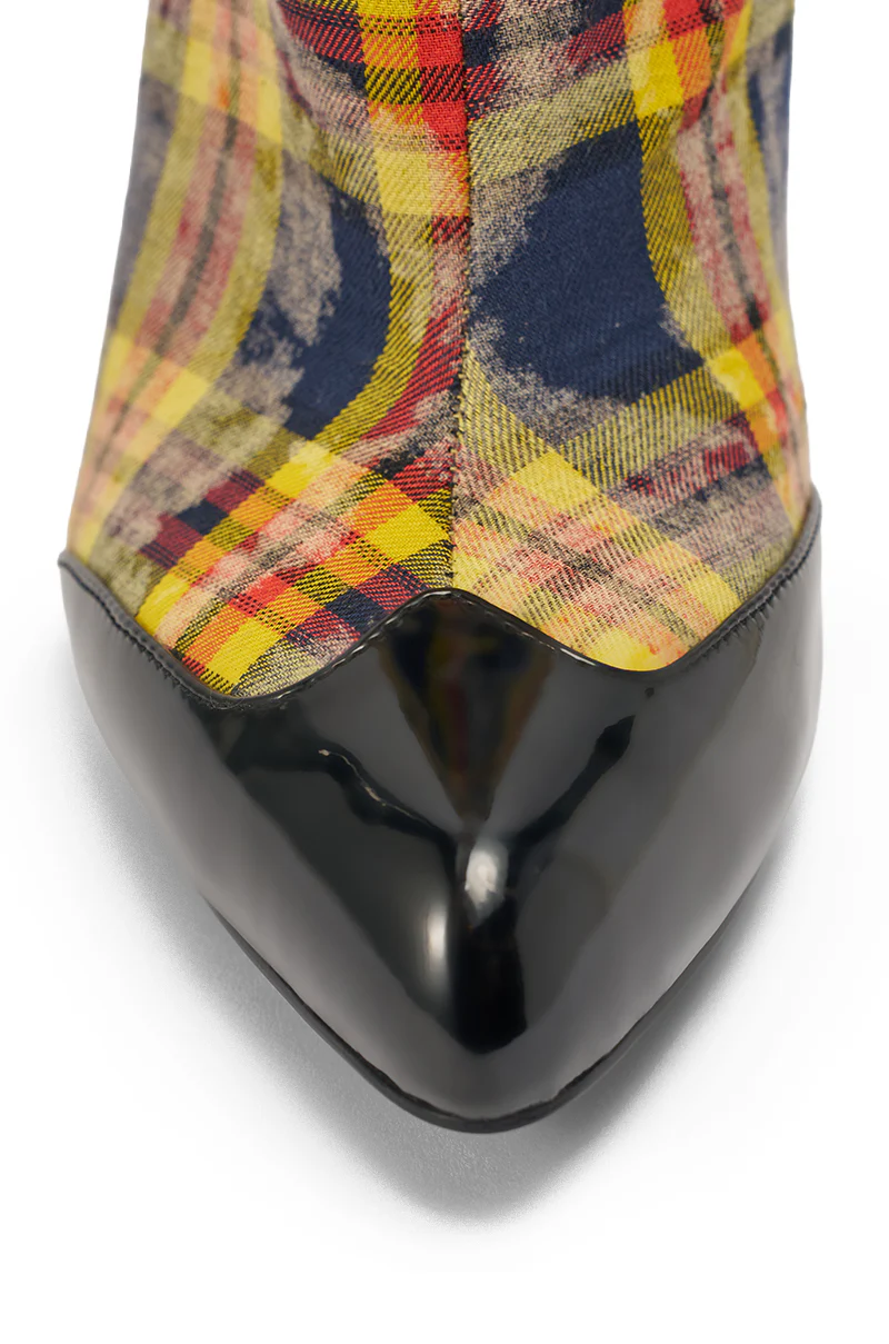 AKIRA GOLD LOCHANA MULTI YELLOW PLAID FLANNEL SEXY BOOT - Image 9