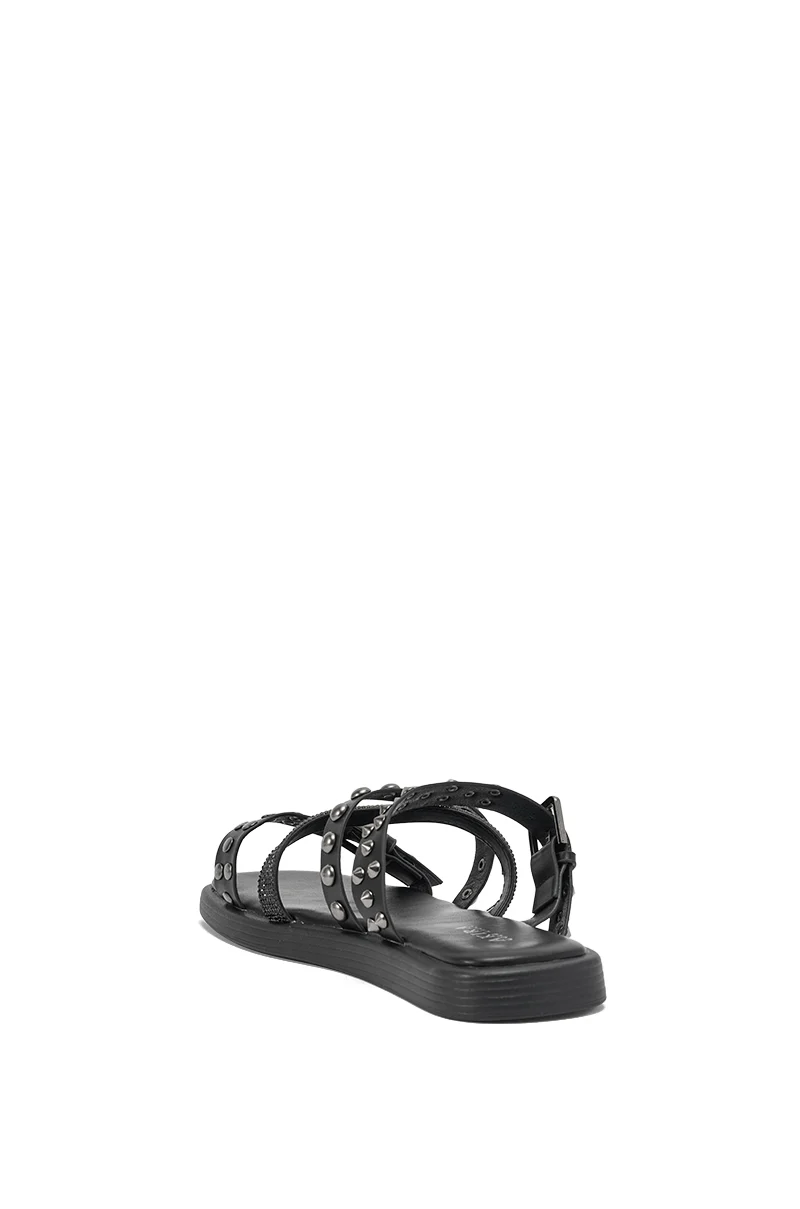 AKIRA GOLD MANNING BLACK HARDWARE EMBELLISHED FLAT SANDAL - Image 6