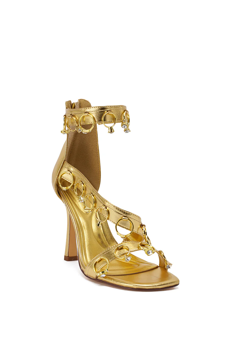 AKIRA GOLD MARQUISE GOLD STILETTO SANDAL WITH RINGS - Image 7