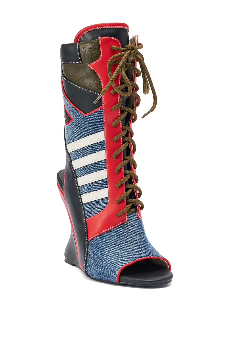 AKIRA GOLD MAYWEATHER MULTI SPORTY LOOK WEDGE BOOTIE - Image 6