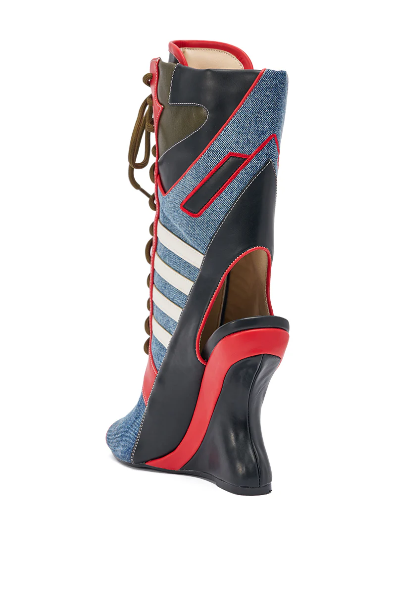 AKIRA GOLD MAYWEATHER MULTI SPORTY LOOK WEDGE BOOTIE - Image 7