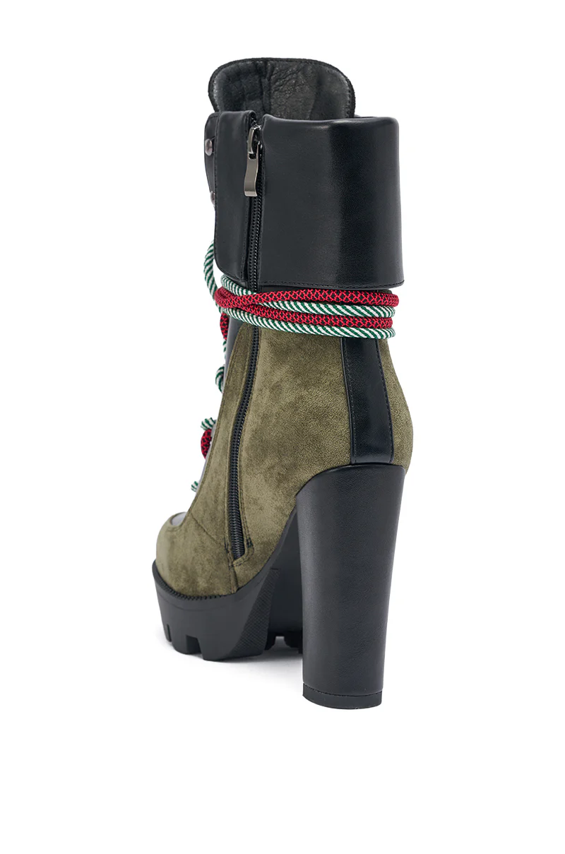 AKIRA GOLD MUFFLER GREENMULTI CHUNKY HEEL BOOTIE - Image 7