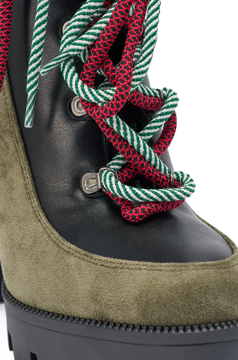 AKIRA GOLD MUFFLER GREENMULTI CHUNKY HEEL BOOTIE - Image 9