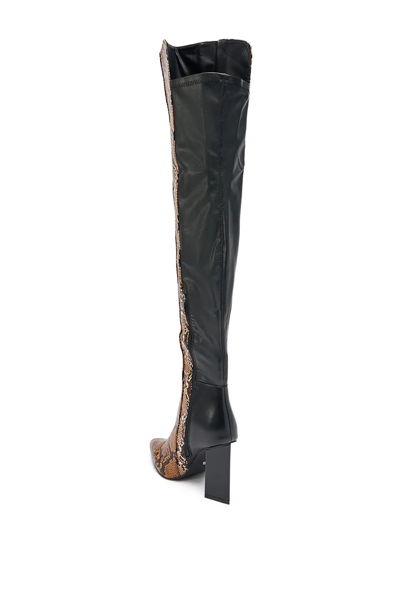 AKIRA GOLD NOAMI MULTI SNAKE PRINT CHUNKY HEEL BOOT - Image 8
