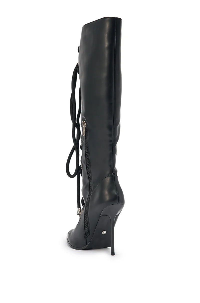 AKIRA GOLD PANTOUM BLACK PU HARDWARE BOOT - Image 8