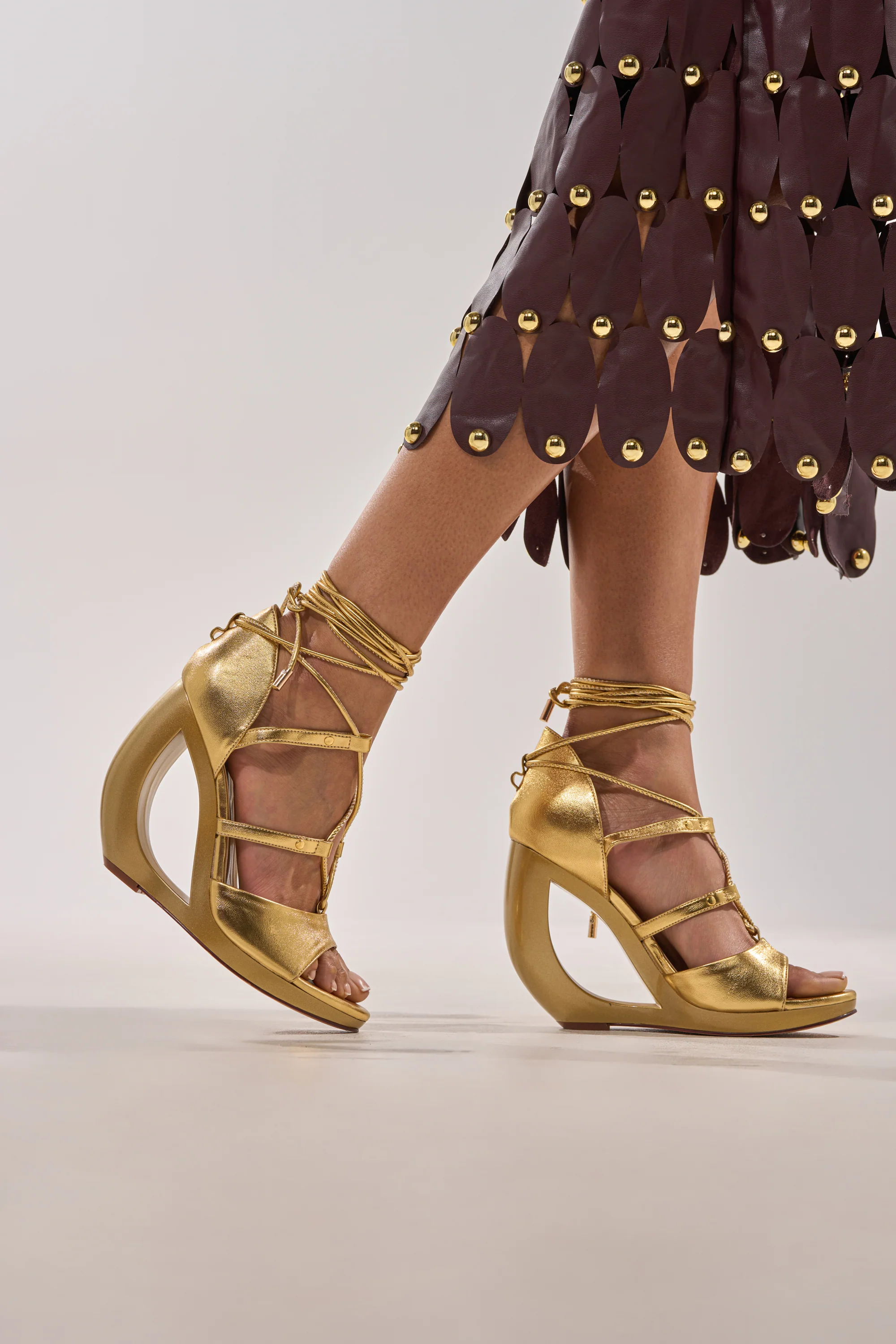 AKIRA GOLD RACHNA GOLD WEDGE OPEN TOE SANDAL