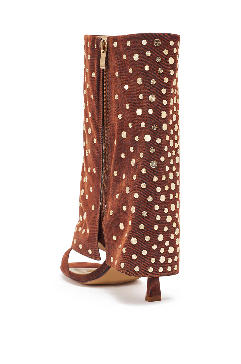 AKIRA GOLD RAYSSA BURNT ORANGE GOLD HARDWARE EMBELLISHED STILETTO SANDAL - Image 6