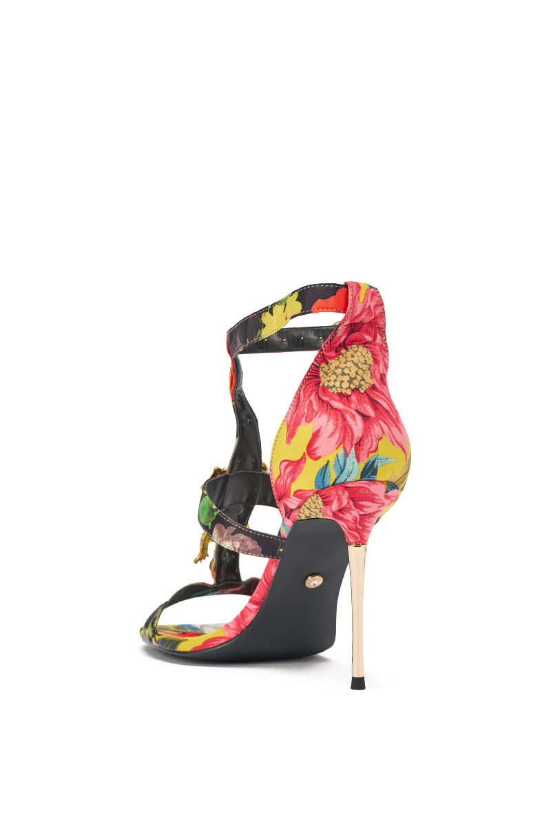 AKIRA GOLD REPTILIAN MULTISATIN STRAP STILETTO SANDAL - Image 7