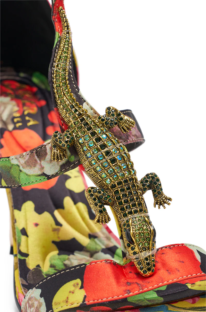 AKIRA GOLD REPTILIAN MULTISATIN STRAP STILETTO SANDAL - Image 8