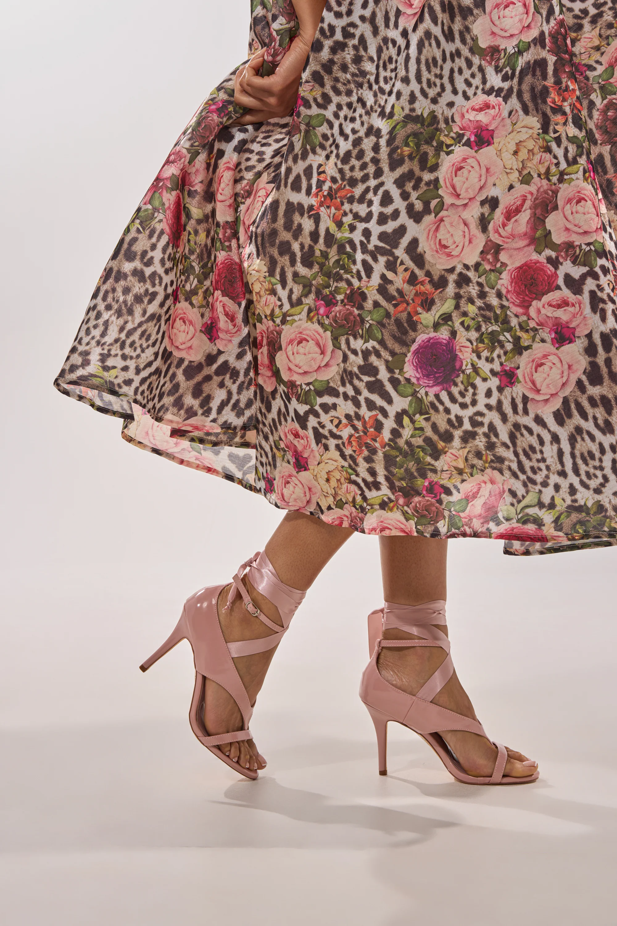 AKIRA GOLD SIEGER PINK PATENT WRAP UP BALLERINA STILETTO SANDAL - Image 2