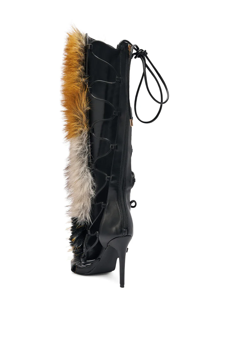 AZALEA WANG STAMOS BLACK MULTI FUR GLADIATOR STILETTO SANDAL - Image 7