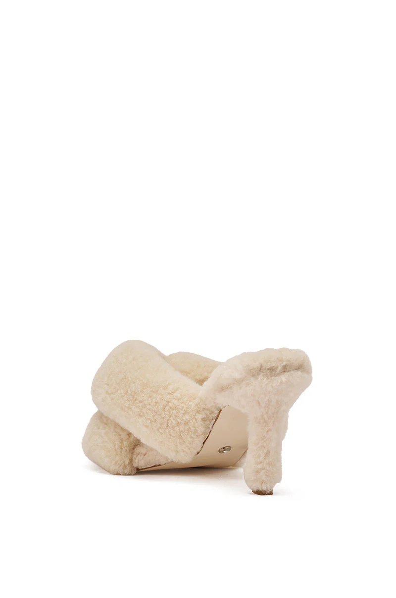 AZALEA WANG VALE IVORY SHERPA LOW HEEL MULE SANDAL - Image 6