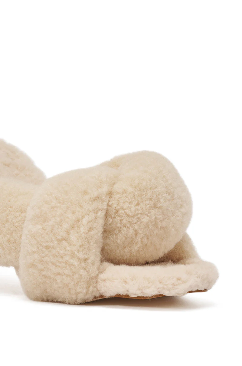 AZALEA WANG VALE IVORY SHERPA LOW HEEL MULE SANDAL - Image 7
