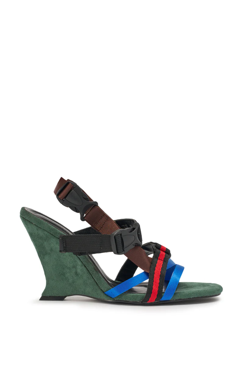 AKIRA GOLD VALTE MULTI WEDGE SANDAL WITH SPORTY HARDWARE - Image 4