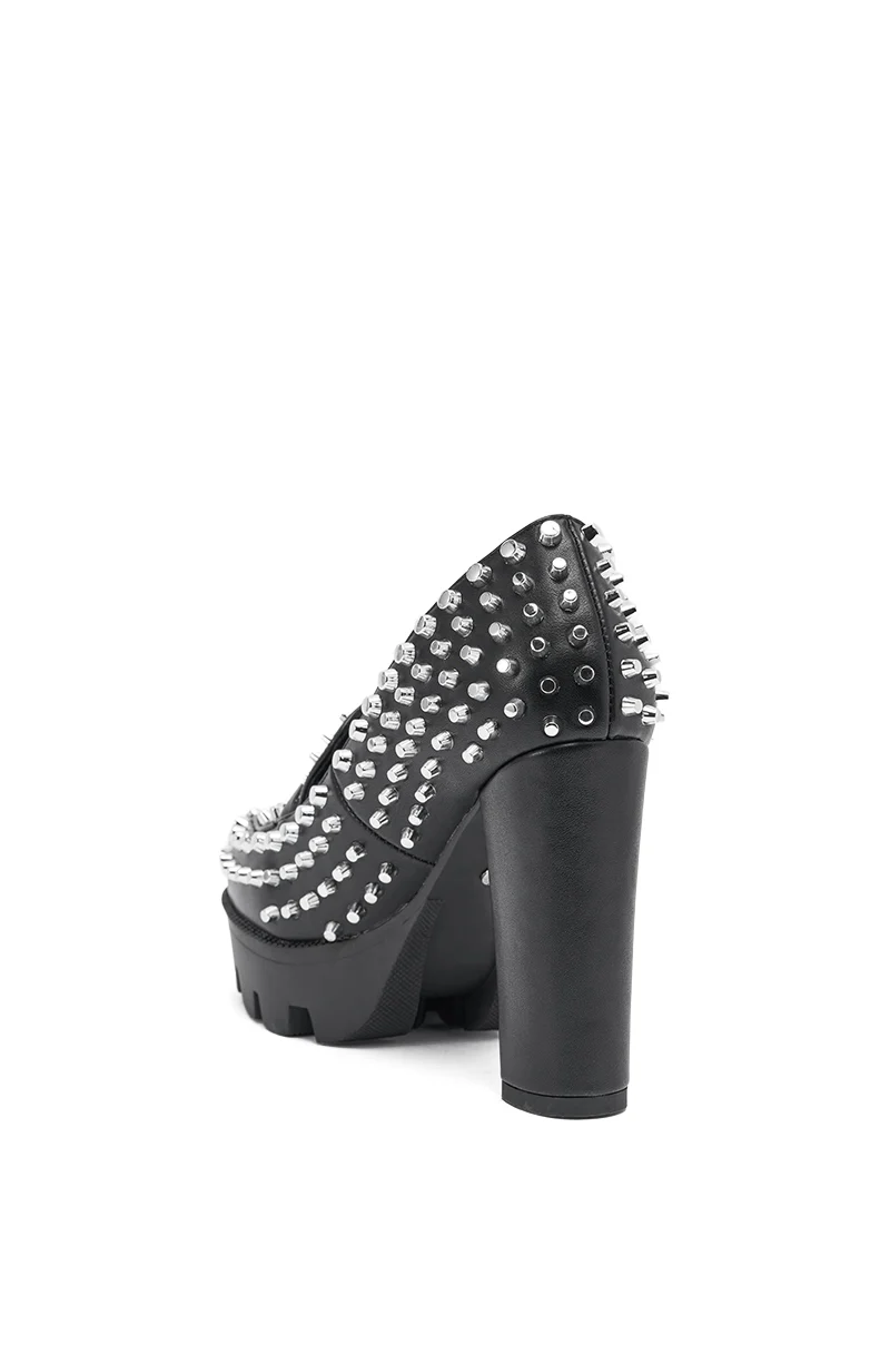 AKIRA GOLD VICTOIRE BLACK STUDDED PUMP LOAFER - Image 6