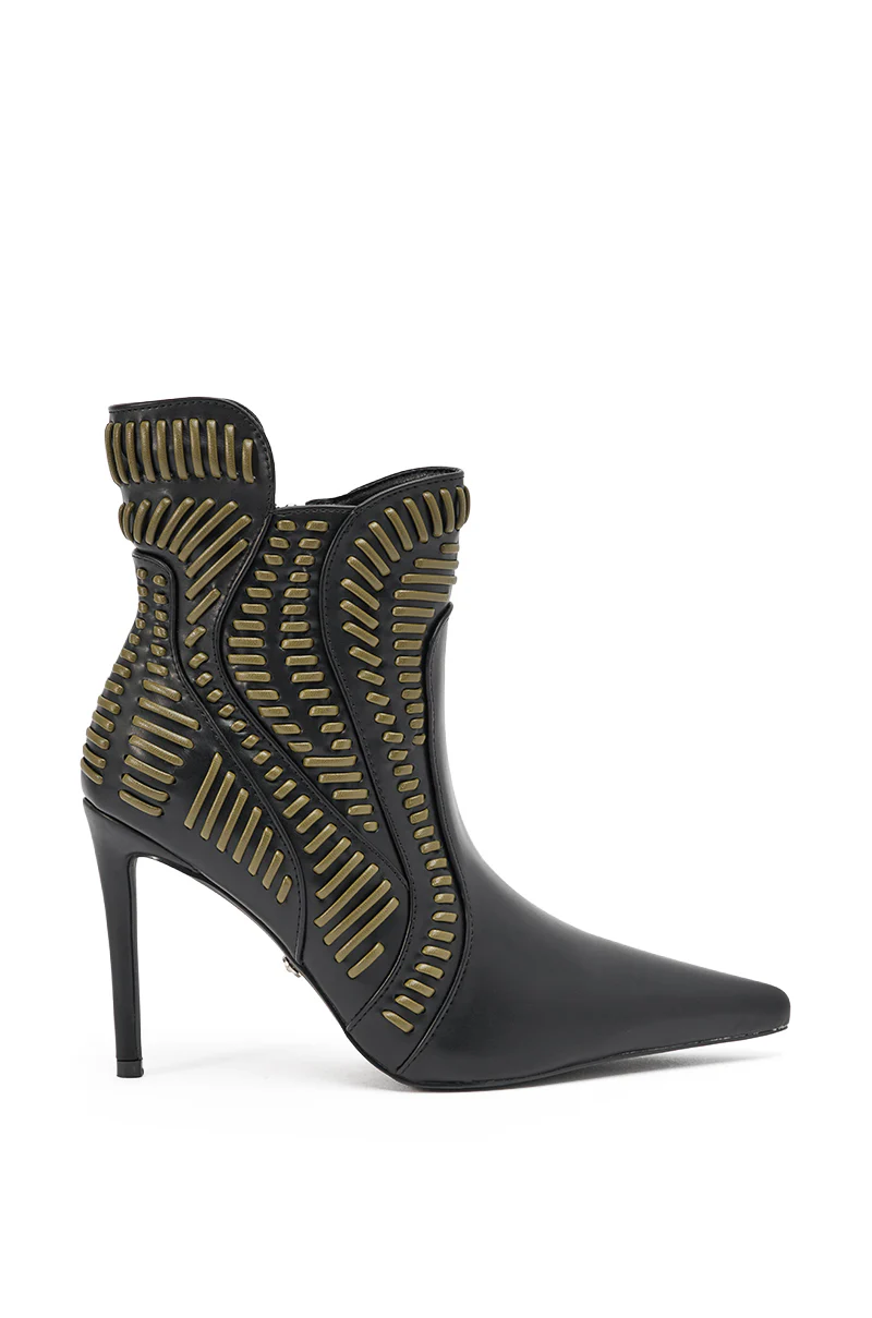 AKIRA GOLD WEAVER BLACK AND OLIVE BOOTIE - Image 4