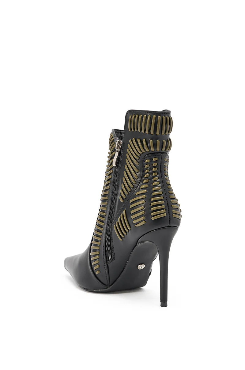 AKIRA GOLD WEAVER BLACK AND OLIVE BOOTIE - Image 5