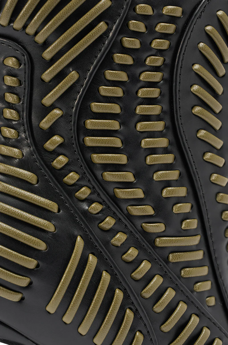 AKIRA GOLD WEAVER BLACK AND OLIVE BOOTIE - Image 7