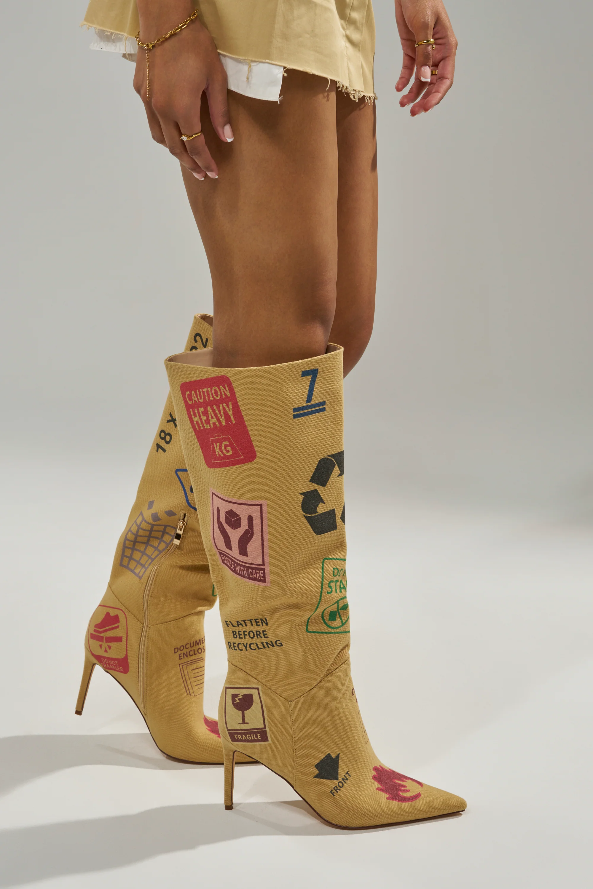 AKIRA GOLD WHOLE PACKAGE TAN STILETTO BOOT - Image 4