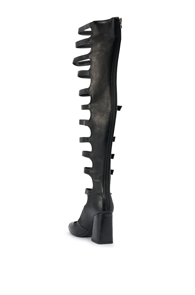 AKIRA GOLD YVETTE BLACK OVER THE KNEE MARY JANE BOOT - Image 9